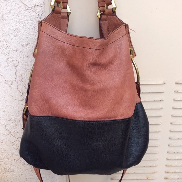 🛑SOLD🛑 OrYany ‘Amanda’ Black/Brown Leather Shoulder Bag. - Picture 2 of 8